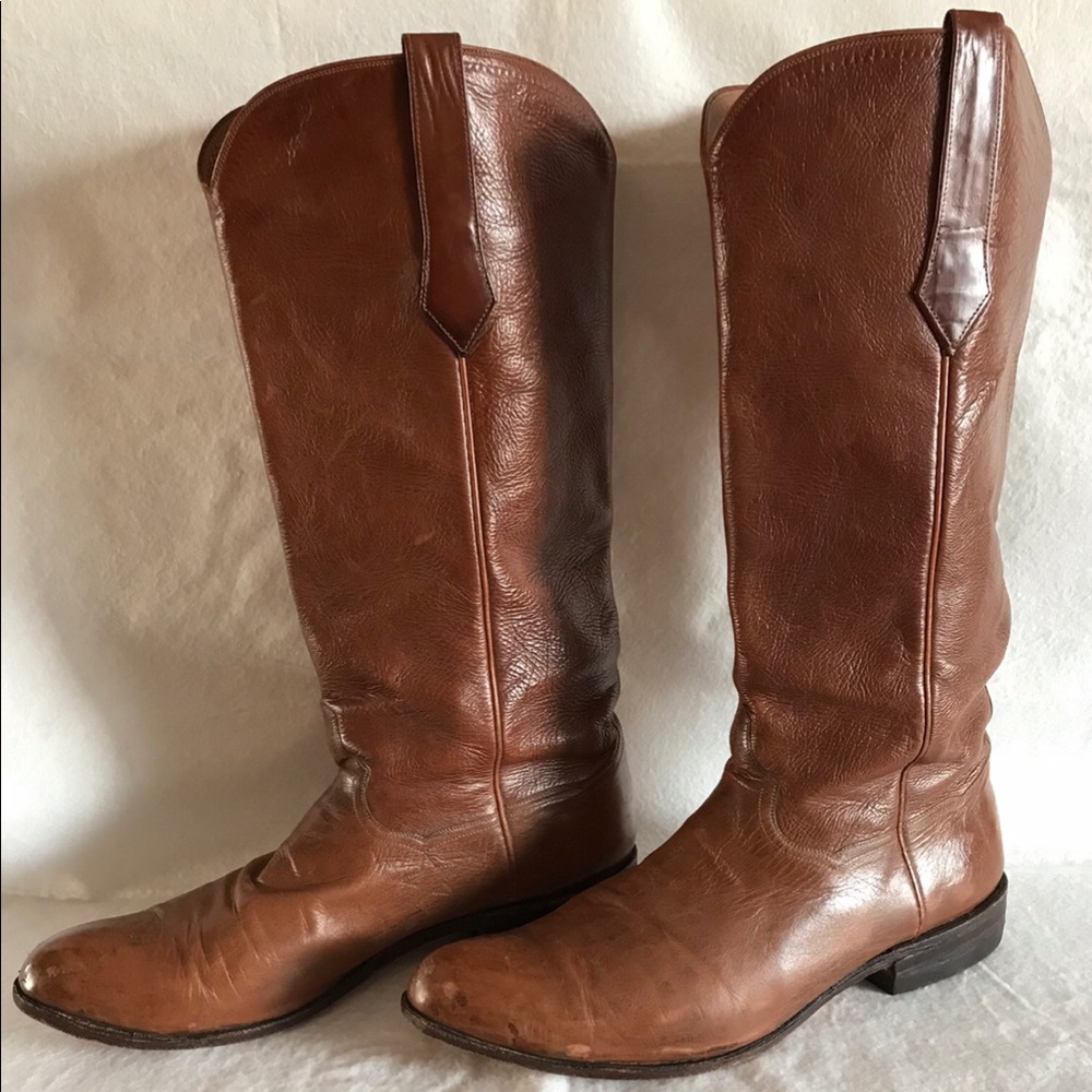 JB Hill Texas Brown Leather Mens Cowboy Boots 11.5